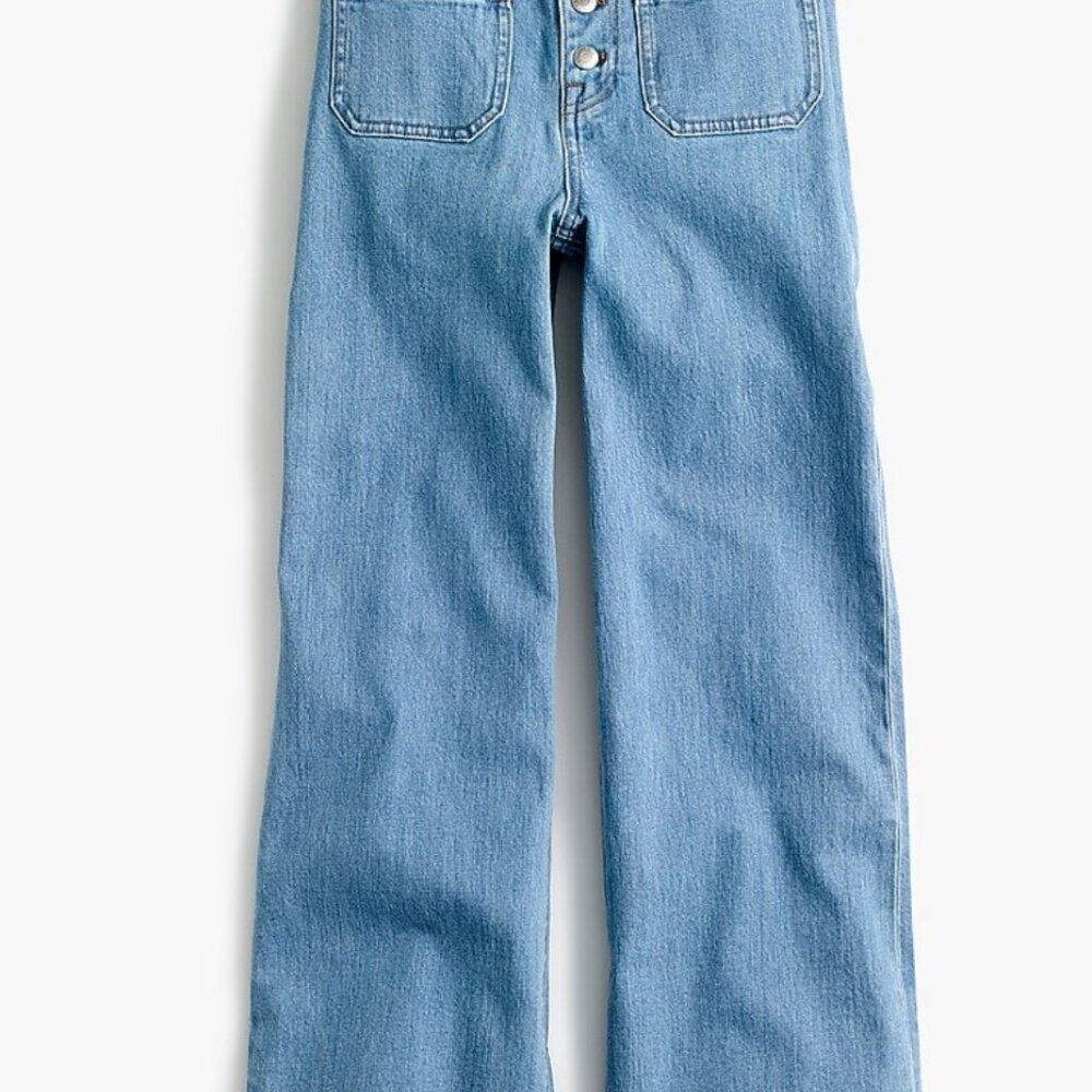 J. Crew Point Sur Wide-Leg Capri Crop Jeans in Clean Light Wash